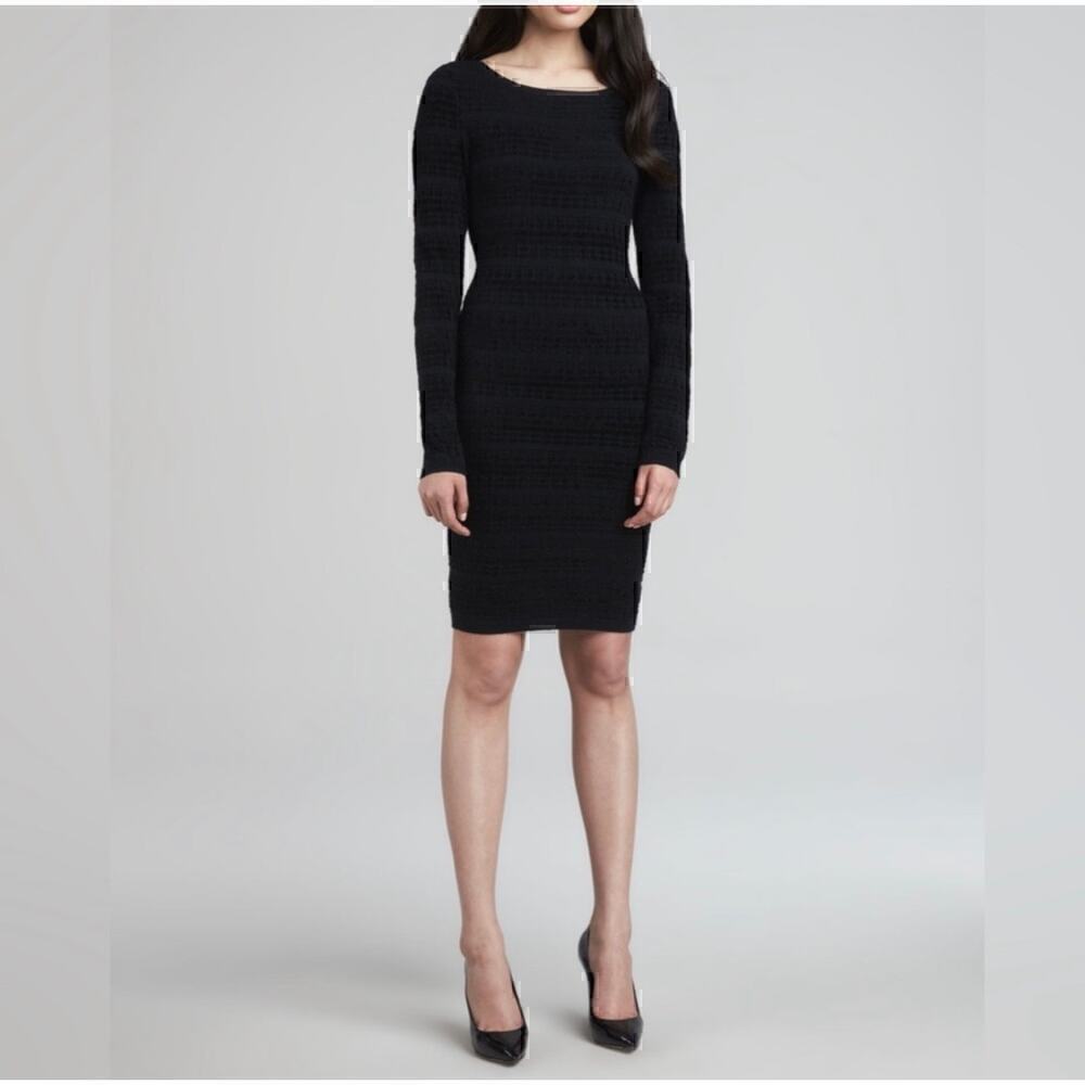 Alice & Olivia Tabitha Chenille Cashmere Blend Dress Black Size SP